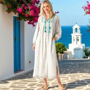 MAREA cotton tassel block print
Kaftan Cotton maxi coverup Dress XS